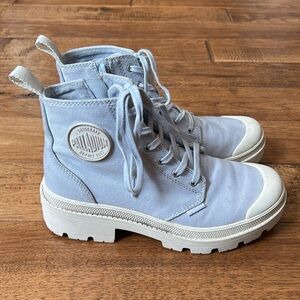 Palladium Pallabase Twill Lace Up Boots Xenon Blue Purple Womens Size 7